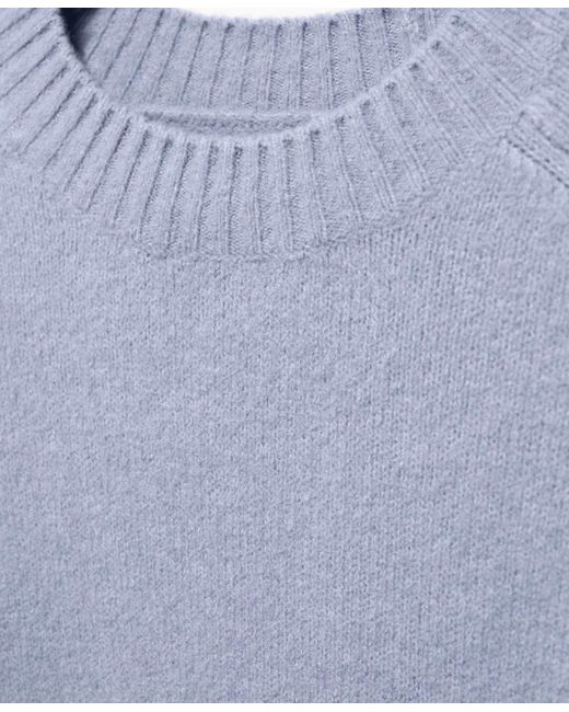 Mango Blue Ribbed Details Knitted Sweater