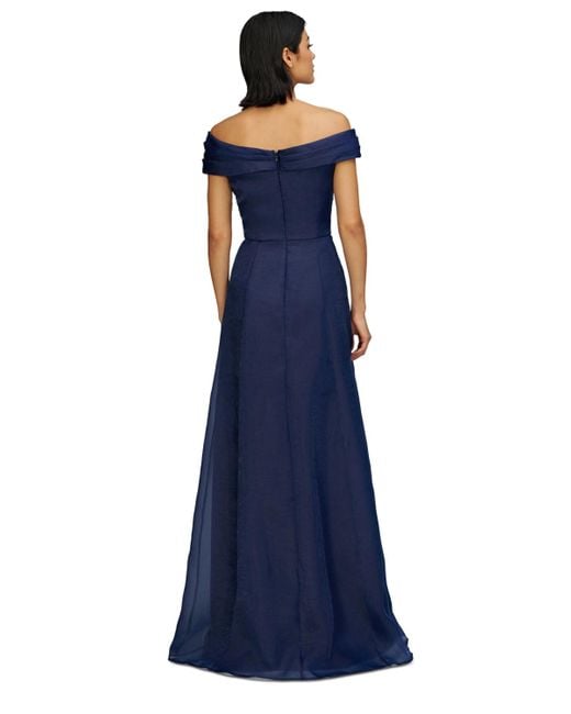 JS Collections Blue Isadora Off-the-shoulder Gown