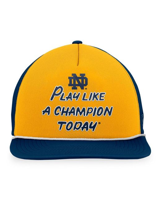 Top Of The World Blue Navy/gold Notre Dame Fighting Irish Play Like A Champion Today Foam Trucker Adjustable Hat for men