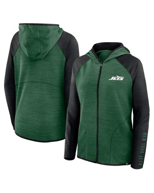 Fanatics Green/black New York Jets Redzone End Around Pass Raglan Full-zip Hoodie