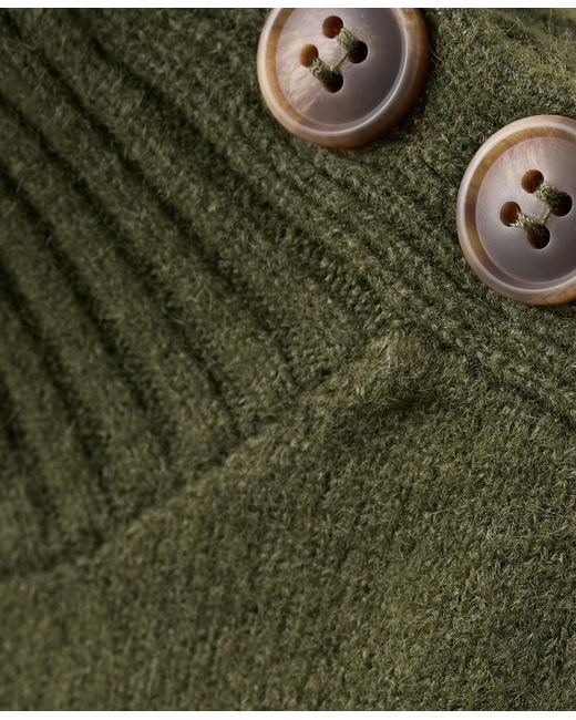 Mango Green Button Perkins-neck Sweater