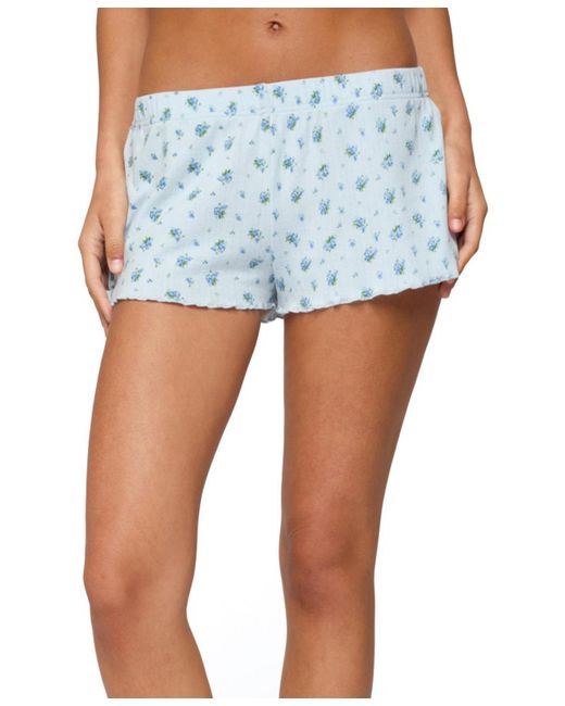 Edikted Blue Camden Floral Pointelle Shorts