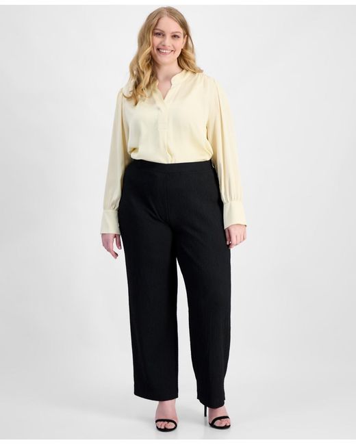Anne Klein Essentials Multicolor Plus Size Textured Pull-on Pants
