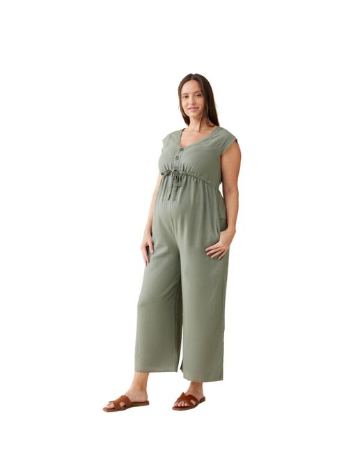 Ingrid & Isabel Green Ingrid + Isabel Maternity Ingrid + Isabel Luxe Linen Jumpsuit