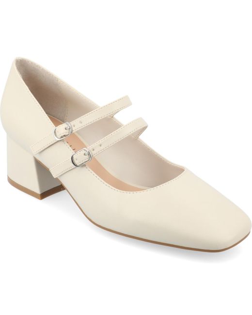 Journee Collection White Nally Double Strap Mary Jane Pumps