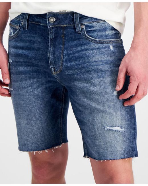 Guess Blue Logan Distressed 9" Denim Shorts for men