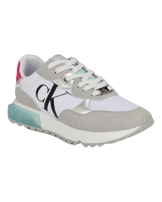 Calvin Klein White Magalee Casual Logo Lace-up Sneakers