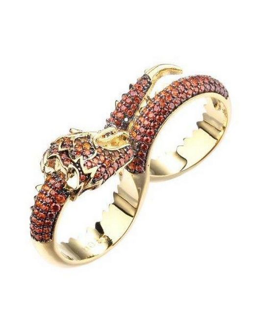 Noir Jewelry Metallic Cubic Zirconia Dragon Statement Ring