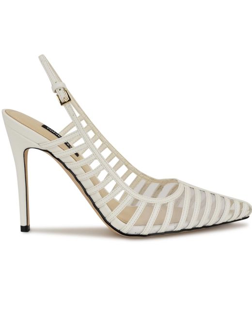 Nine West White Filane Stiletto Heel Pointy Toe Dress Pumps