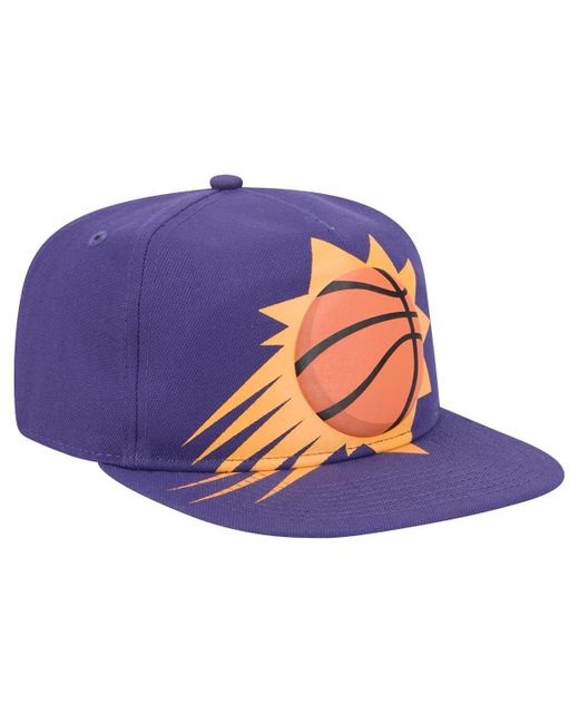 KTZ Blue Phoenix Suns Oversized Puff Print Logo Golfer Snapback Hat for men