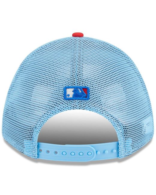 KTZ Light Blue/red Miami Marlins 2025 Fourth Of July 9forty A-frame M-crown Adjustable Trucker Hat for men