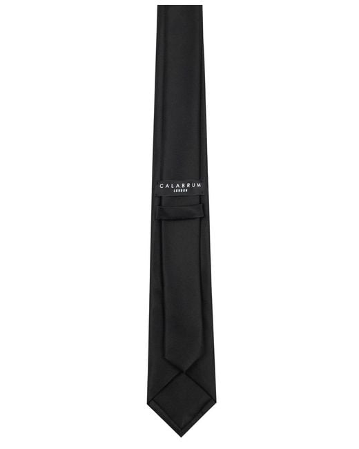 Calabrum Black Slim Solid Tie for men