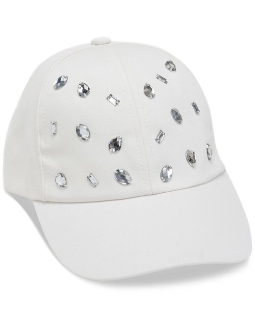 INC International Concepts White Embellished Baseball Cap