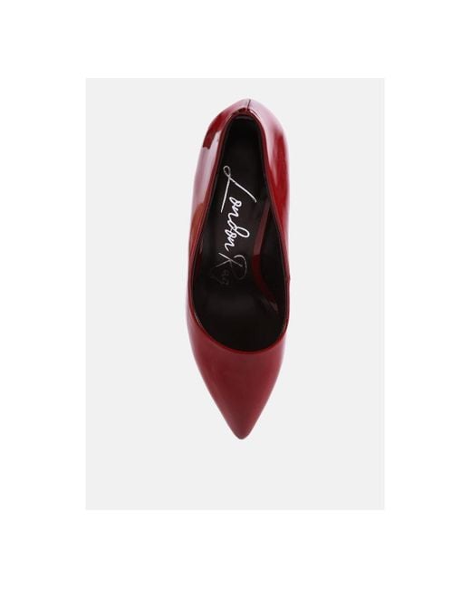 LONDON RAG Red Kamira Patent Faux Leather Block Heel Pumps