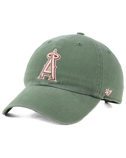 47 Brand Green Los Angeles Angels Moss Pink Clean Up Cap for men