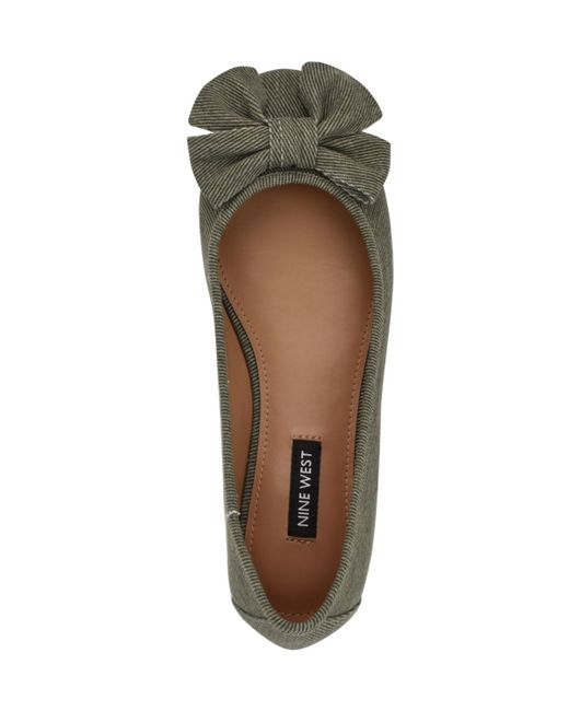 Nine West Gray Veronika Denim Bow Ballet Flats