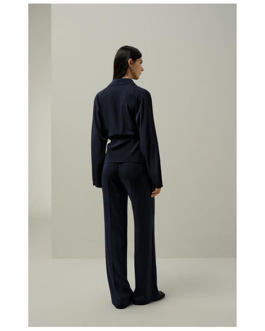 LILYSILK Blue Multipositional Silk Shirt