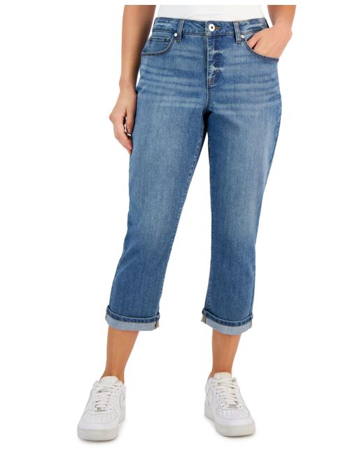 Style & Co. Blue Mid-rise Curvy Capri Jeans