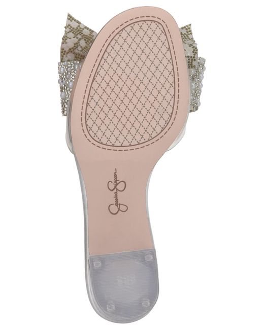 Jessica Simpson White Irrone Embellished Bow Block-heel Sandals