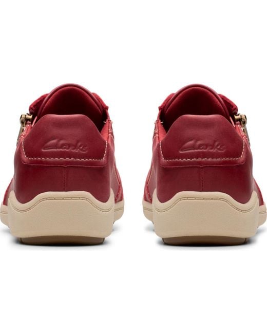 Clarks Red Bryianne Bayla Round Toe Sneakers
