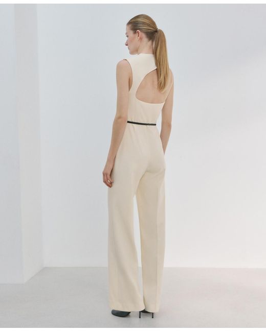 Mango Natural Open-back Belted Jumpsuit