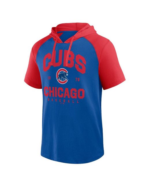 LOGO ATHLETIC Blue Â Fanatics Chicago Cubs Prime Raglan Short Sleeve Hoodie T-shirt for men