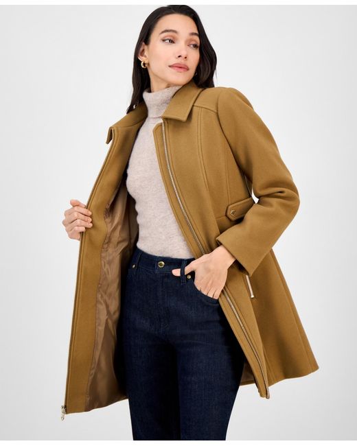 Michael Kors Natural Michael Collared Zip-front Coat