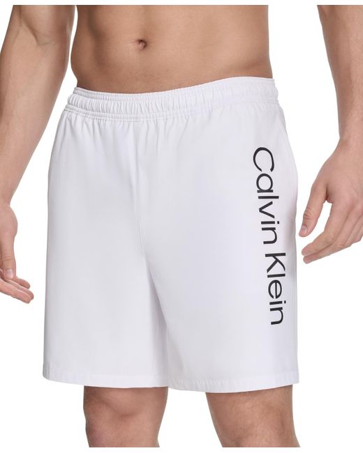 Calvin Klein White Regular-fit Quick-dry 5" Swim Trunks for men
