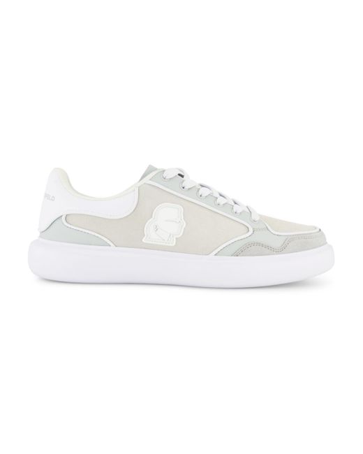 Karl Lagerfeld White Side Patch Court Lace Up Sneakers for men