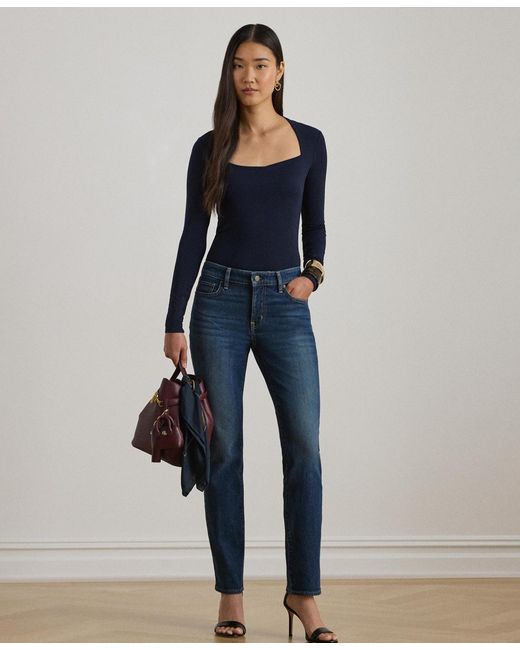 Ralph Lauren Blue Square Neck Top