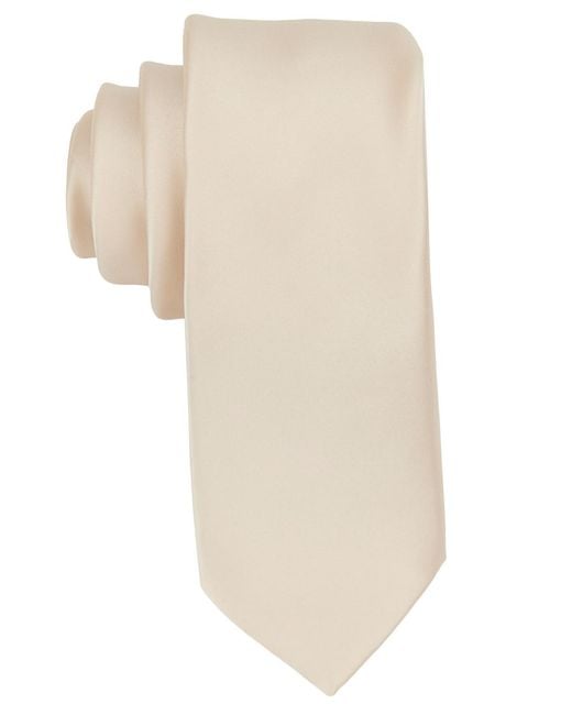 Con.struct White Satin Solid Extra Long Tie for men