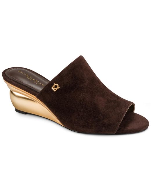 Donna Karan Brown Wedge Mules