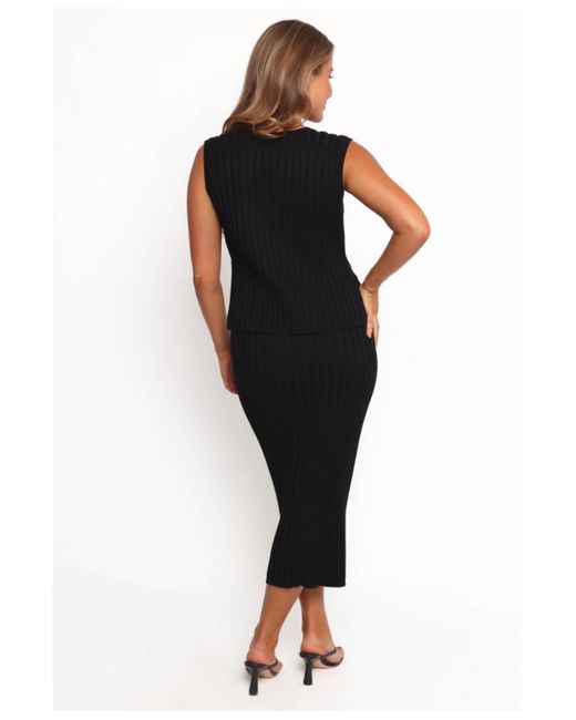 Petal & Pup Black Richelle Ribbed Knit Skirt Set