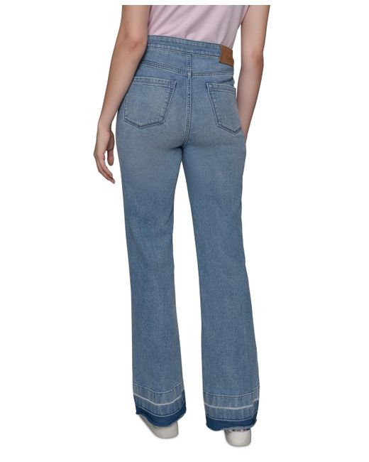 Karl Lagerfeld Blue Patch Pocket Flare-leg Jeans