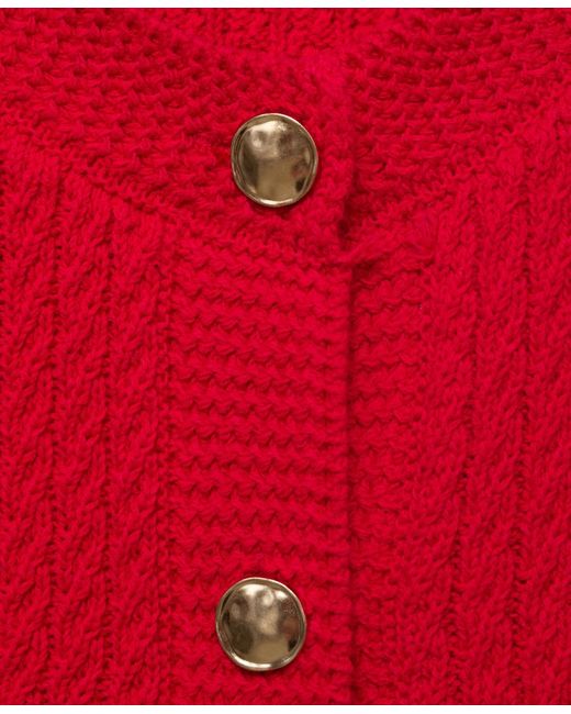 Mango Red Buttoned Chunky-knit Vest