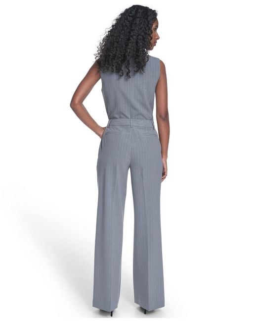 Calvin Klein Blue Pinstripe Mid-rise Pants