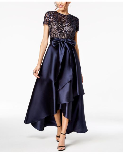 R & M Richards High-low Sequin-embellished Gown in Blue | Lyst