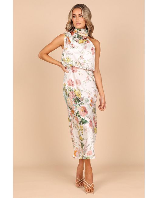 Petal & Pup Women's Natural Anabelle Halter Neck Maxi Dress