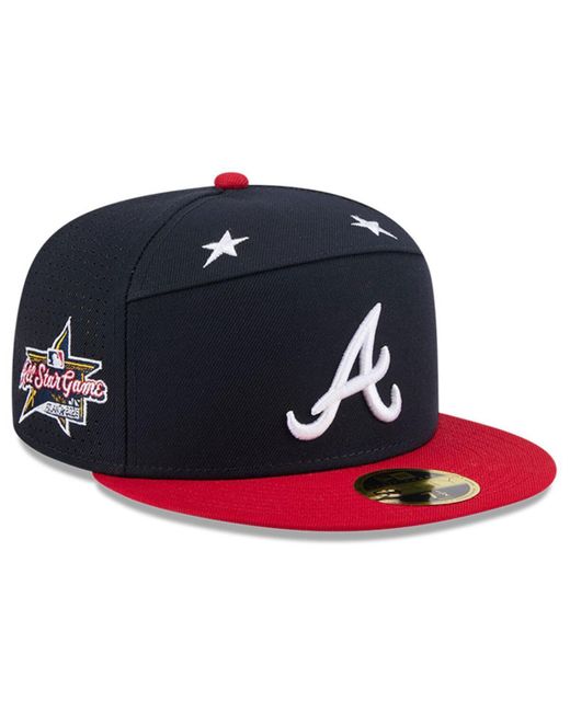 KTZ Blue Navy/red Atlanta Braves 2025 Mlb All-star Game Side Patch 59fifty Fitted Hat for men