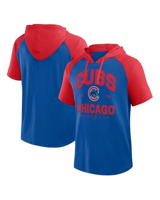 LOGO ATHLETIC Blue Â Fanatics Chicago Cubs Prime Raglan Short Sleeve Hoodie T-shirt for men