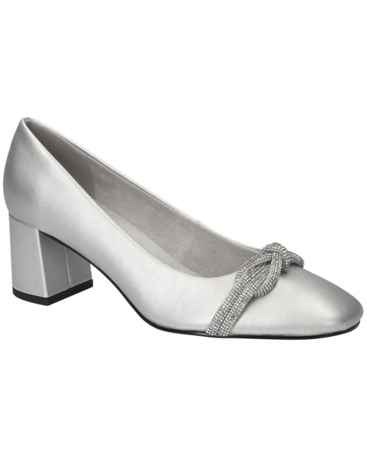 Bella Vita Gray Marigold Square Toe Pumps