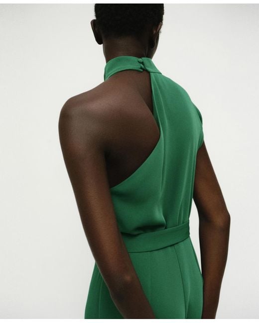 Mango Green Belted Asymmetrical Long Jumpsuit