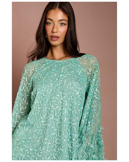 Coast Green Sequin Cape Blouse