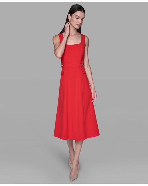 open lace back dress KARL LAGERFELD Paris Women's Shirt Dress, Apple Red, 8 at Amazon Women's  Clothing store