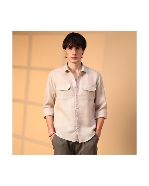 Campus Sutra Pink Solid Utility Shirt for men