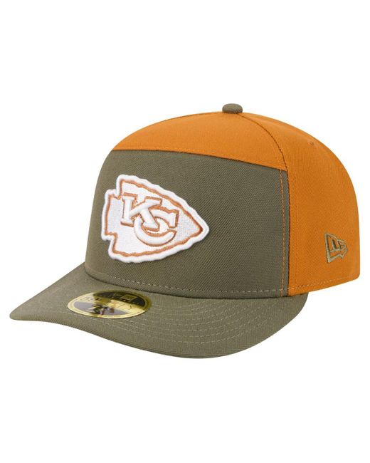 KTZ Green Â Olive/brown Kansas City Chiefs Two-tone Color Pack Split Panel 59fifty Fitted Hat for men