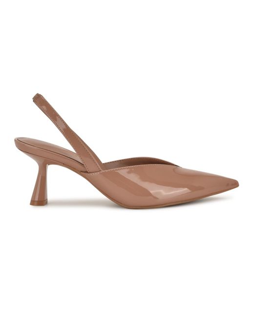 Nine West Brown Lamma Slingback Spool Heel Pumps