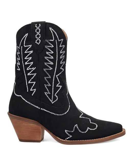 Dingo Black Tiny Pony Suede Leather Bootie