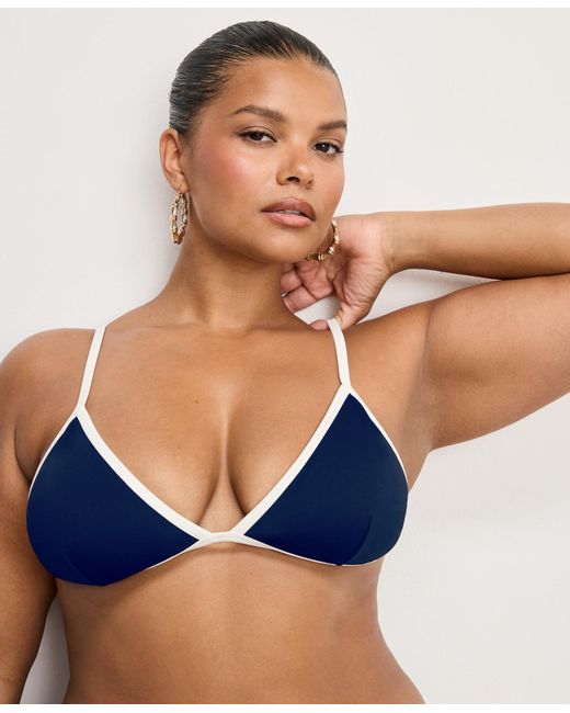 GOOD AMERICAN Blue Compression Bikini Top