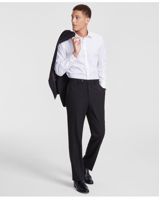 Perry Ellis Black Perry Ellis Modern-fit Solid Nested Suit for men